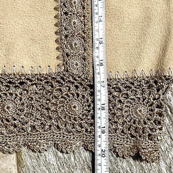 Vintage Overland Tan Suede Leather Lace Embroidered Leather Jacket Women’s Sz 12 - Picture 7 of 10